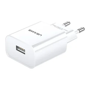 Strömadapter, USB-A, 2.1A - Vit