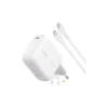 Strömadapter, USB-C, 100W + USB-C till USB-C, 1.5m - Vit