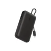 Powerbank, USB-C + USB-A, Inbyggd kabel, 10000 mAh, 45W - Svart